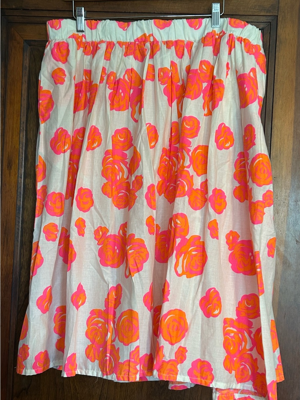 Lane Bryant Vibrant  Floral Midi Skirt Pink Orange Cotton 18/20